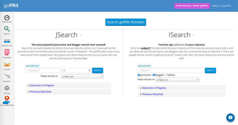 goprit search screenshot
