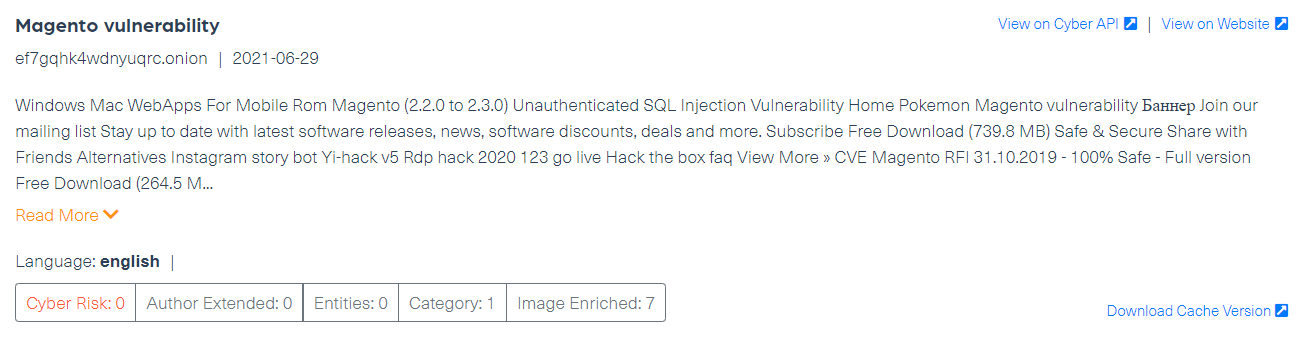 The post where an SQL injection was mentioned: "Windows Mac WebApps For Mobile Rom Magento (2.2.0 to 2.3.0) Unauthenticated SQL Injection Vulnerability"