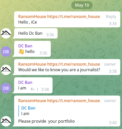 ransomhouse telegram group pr