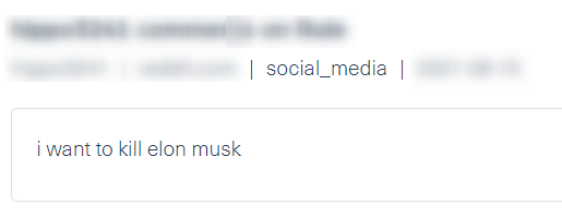 A post from an alternative social media platform that clearly shows an intent to take the life of Elon Musk.