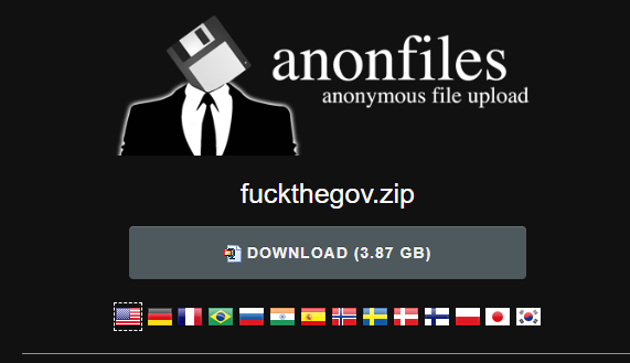 A screenshot of the file host sharing platform the leak was uploaded to