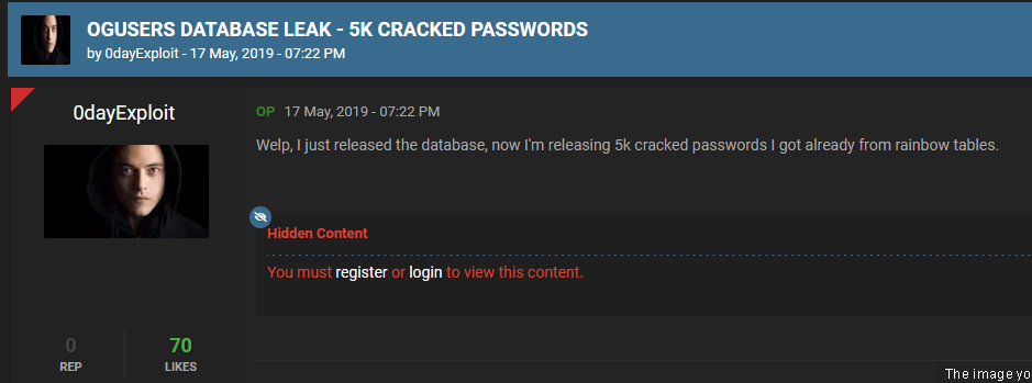 The original post was published on OGUsers breach back in 2019