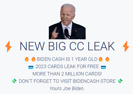 BidenCash announces the dump of 2 million stolen credit cards for free as part of the site’s 1-year anniversary celebrations