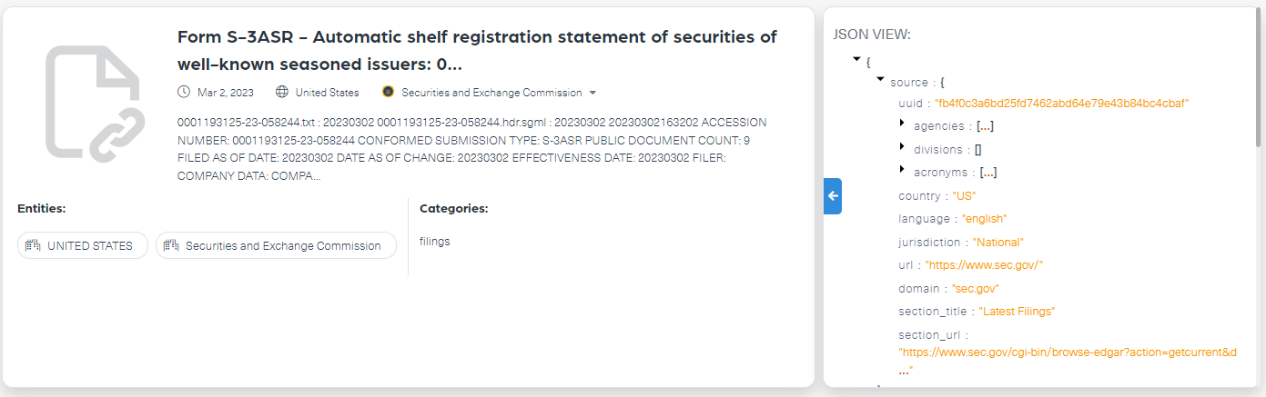 SVB's S-3ASR filing as appears on Webz.io's Gov Data API data feed