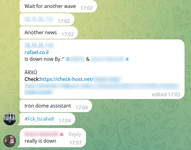 Real-time DDoS attack against Rafael’s main website, an Israeli defense technology company which developed the famous Iron Dome system