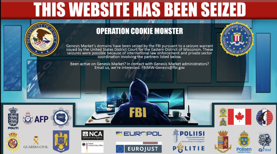 The FBI announcement that it seized the Genesis Market site