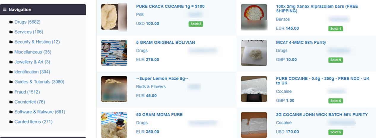 Kingdom Market’s homepage - listing of drugs and fake documents