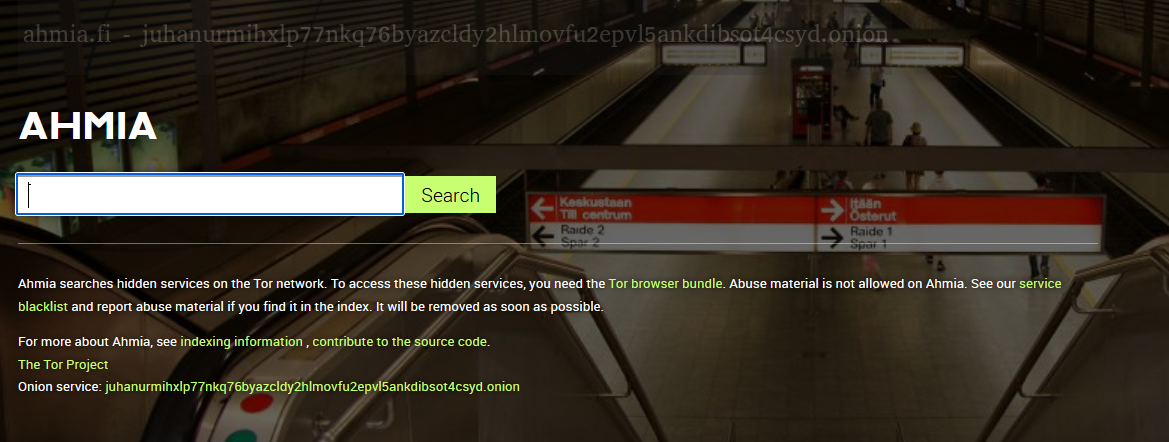 The Ahmia.fi search engine